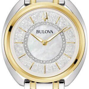 Bulova Women's Classic Quartz Gemmed Silver Stainless Steel Watch 34 MM 98X134